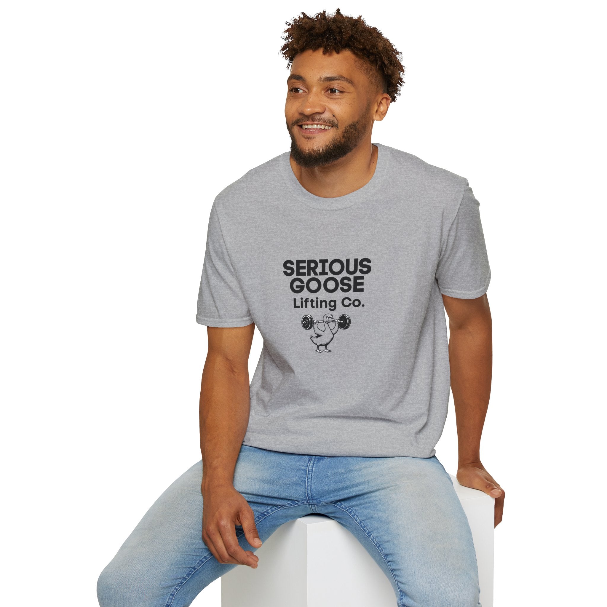 Funny Gym Goose T-Shirt — 'Serious Goose' Motivational Gym Humor Tee