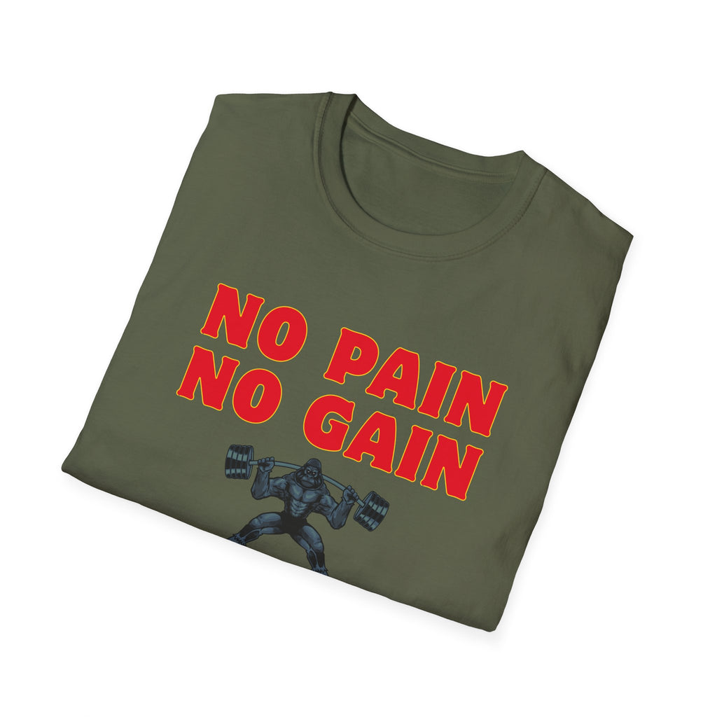 No Pain No Gain Weightlifting T-Shirt – Motivational Gym Shirt for Bodybuilders & Fitness Enthusiasts