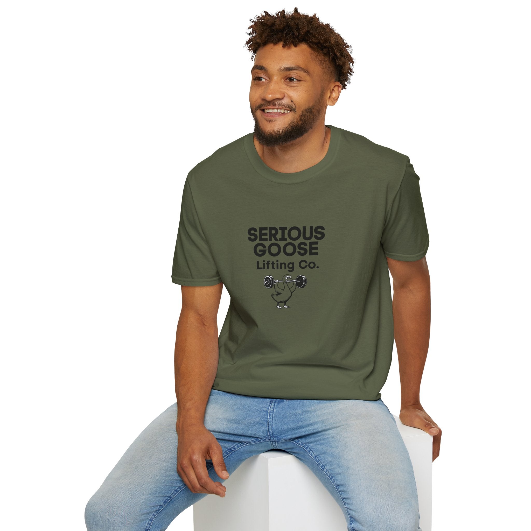 Funny Gym Goose T-Shirt — 'Serious Goose' Motivational Gym Humor Tee