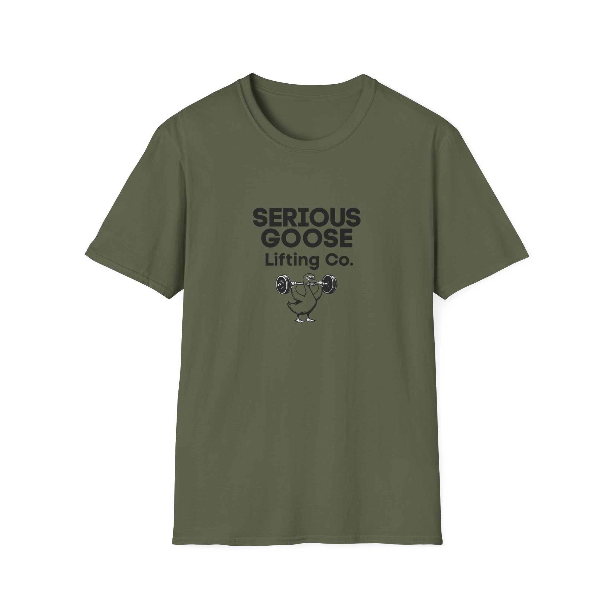 Funny Gym Goose T-Shirt — 'Serious Goose' Motivational Gym Humor Tee